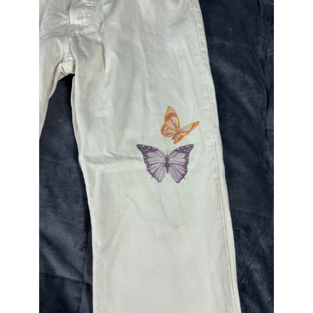 Levis 501 Original Fit Butterfly Graphic Jeans Off White Straight Leg 31x27 - Picture 2 of 12